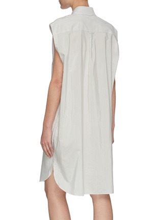 Back View - Click To Enlarge - ACNE STUDIOS - Stripe Sleeveless Cotton Blend Shirt Dress
