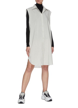Figure View - Click To Enlarge - ACNE STUDIOS - Stripe Sleeveless Cotton Blend Shirt Dress