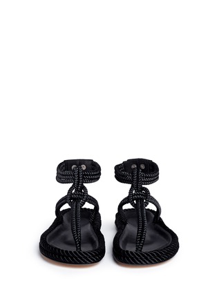Front View - Click To Enlarge - ISABEL MARANT - 'Lesley' knotted rope T-strap sandals
