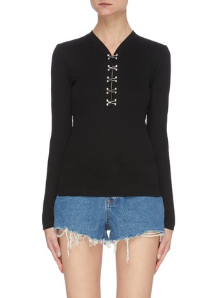 Main View - Click To Enlarge - DION LEE - Hook front henley top