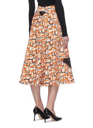 Back View - Click To Enlarge - PRADA - Graphic print cotton fleece skirt