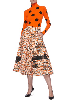 Figure View - Click To Enlarge - PRADA - Graphic print cotton fleece skirt