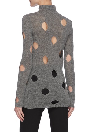 Back View - Click To Enlarge - PRADA - Perforated Turtleneck Wool Sweater
