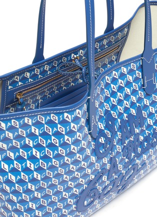 Detail View - Click To Enlarge - ANYA HINDMARCH - 'I Am A Plastic Bag' Logo Appliqué Anagram Print Canvas Small Tote