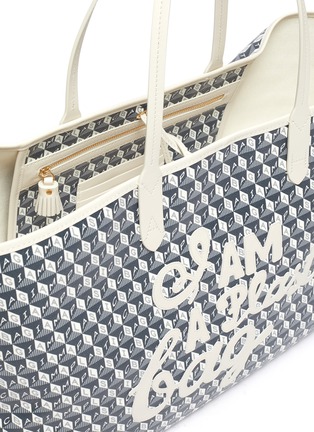 Detail View - Click To Enlarge - ANYA HINDMARCH - 'I Am A Plastic Bag' Logo Appliqué Anagram Print Canvas Tote