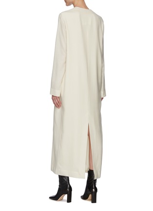 Back View - Click To Enlarge - THE ROW - Open Mandarin Collar Wool Maxi Dress