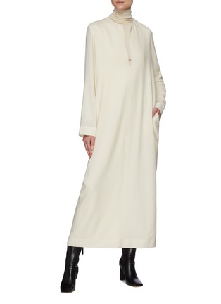 Figure View - Click To Enlarge - THE ROW - Open Mandarin Collar Wool Maxi Dress