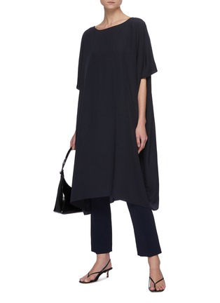 Figure View - Click To Enlarge - THE ROW - Crewneck Silk Cape Dress
