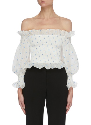 Main View - Click To Enlarge - MING MA - Off Shoulder Floral Blouse