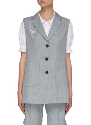 Main View - Click To Enlarge - MING MA - Embroidered Bow Suiting Vest