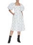 Figure View - Click To Enlarge - MING MA - Balloon Sleeve Cut Out Back Square Neck Dress