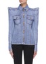 Main View - Click To Enlarge - BALMAIN - Peaked shoulder denim shirt