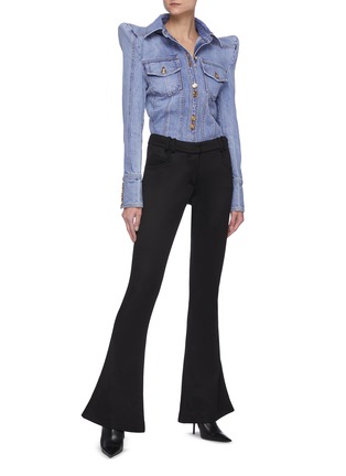 Figure View - Click To Enlarge - BALMAIN - Peaked shoulder denim shirt