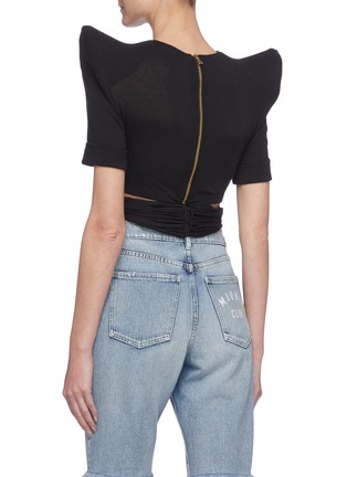 Back View - Click To Enlarge - BALMAIN - Peaked shoulder twisted waist top
