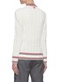 Back View - Click To Enlarge - THOM BROWNE  - Tricolour Stripe Trim Cable Knit Cardigan