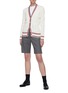 Figure View - Click To Enlarge - THOM BROWNE  - Tricolour Stripe Trim Cable Knit Cardigan
