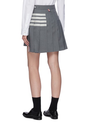 Back View - Click To Enlarge - THOM BROWNE  - Four Bar Stripe Pleated Wool Mini Skirt