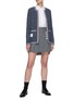 Figure View - Click To Enlarge - THOM BROWNE  - Four Bar Stripe Pleated Wool Mini Skirt