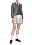 Figure View - Click To Enlarge - THOM BROWNE  - Four-Bar Stripe Wool Cropped Single Breasted Blazer