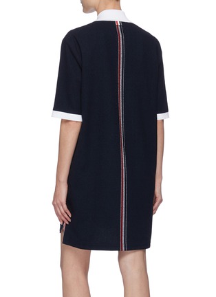 Back View - Click To Enlarge - THOM BROWNE  - Tricolour Stripe Detail Cotton Blend Polo Shirt Dress