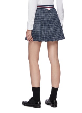 Back View - Click To Enlarge - THOM BROWNE  - Elastic Stripe Waist Check Cotton Blend Mini Skirt