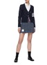 Figure View - Click To Enlarge - THOM BROWNE  - Elastic Stripe Waist Check Cotton Blend Mini Skirt
