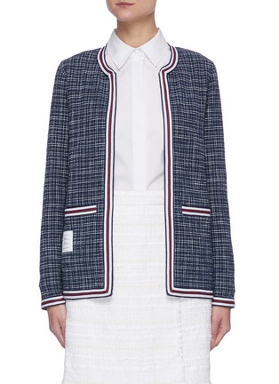 Main View - Click To Enlarge - THOM BROWNE  - Contrast hem check cotton jacket