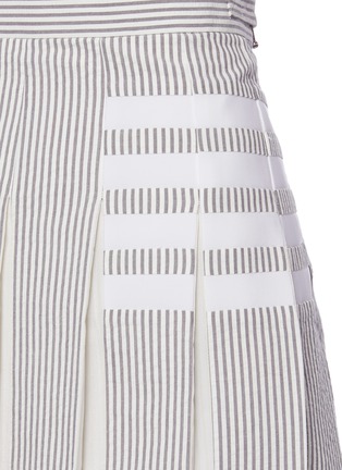 Detail View - Click To Enlarge - THOM BROWNE  - Contrast Stripe Elongated Back Pleated Midi Skirt