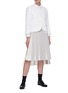 Figure View - Click To Enlarge - THOM BROWNE  - Contrast Stripe Elongated Back Pleated Midi Skirt