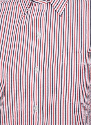 Detail View - Click To Enlarge - THOM BROWNE  - Curved Hem Stripe Cotton Shirt Dress