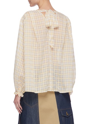 Back View - Click To Enlarge - PORTSPURE - Checked back tie detail cotton shirt