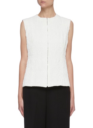 Main View - Click To Enlarge - JIL SANDER - Zip front coated linen sleeveless top