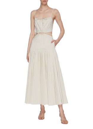 Figure View - Click To Enlarge - SIMKHAI - 'Rem' Cut Out Waist Pleat Sleeveless Maxi Dress
