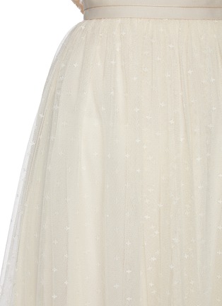 Detail View - Click To Enlarge - NEEDLE & THREAD - Kisses' Tonal Cross Embroidered Pleated Skirt