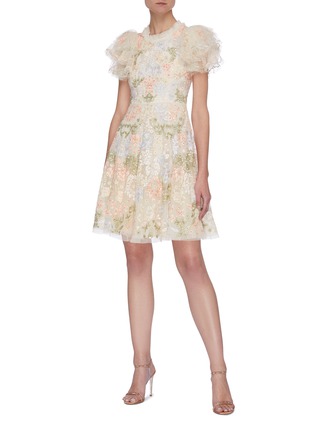 Figure View - Click To Enlarge - NEEDLE & THREAD - 'Elin' Sequin Embellished Floral Embroidered Mini Dress