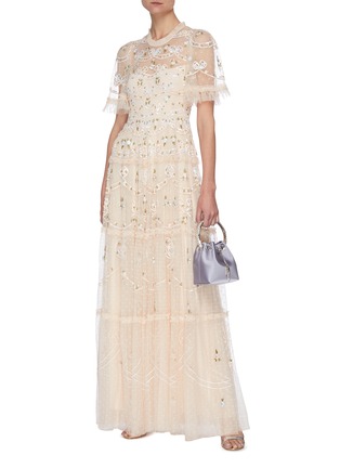 Figure View - Click To Enlarge - NEEDLE & THREAD - Disty' Sequin Embellished Floral Embroidered Pleated Gown