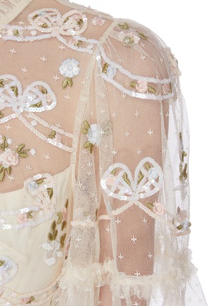 Detail View - Click To Enlarge - NEEDLE & THREAD - 'Disty' Sequin Embellished Floral Embroidered Pleated Midi Dress