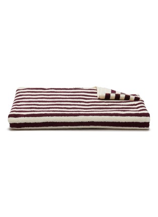 Main View - Click To Enlarge - TEKLA - Organic Cotton Bath Towel – Plum Stripes