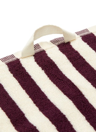 Detail View - Click To Enlarge - TEKLA - Organic Cotton Washcloth – Plum Stripes