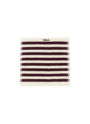 Main View - Click To Enlarge - TEKLA - Organic Cotton Washcloth – Plum Stripes