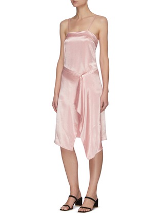 Detail View - Click To Enlarge - JONATHAN LIANG - Double Layer Drape Front Satin Dress