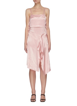 Main View - Click To Enlarge - JONATHAN LIANG - Double Layer Drape Front Satin Dress