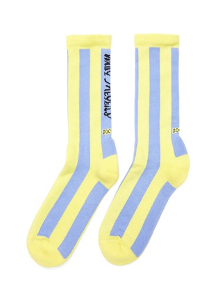 Main View - Click To Enlarge - SOCKSSS - 'WARY MEYERS 01' Colourblock Stripe Organic Cotton Blend Tennis Socks