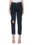 Main View - Click To Enlarge - AGOLDE - 'Riley' Distressed Knee Fray Edge Crop Denim Jeans