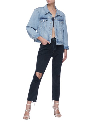Figure View - Click To Enlarge - AGOLDE - 'Riley' Distressed Knee Fray Edge Crop Denim Jeans
