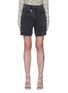 Main View - Click To Enlarge - AGOLDE - Crisscross Waistband Whiskered Denim Shorts