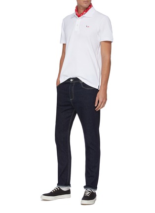 Figure View - Click To Enlarge - MAISON KITSUNÉ - Contrast Topstitch Slim Fit Jeans