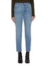 Main View - Click To Enlarge - FRAME - 'Le High Straight' Chinese Character Embroidered Crop Denim Jeans