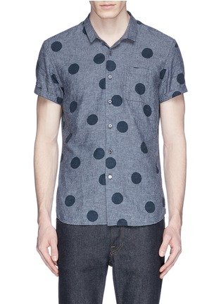 Main View - Click To Enlarge - SCOTCH & SODA - Polka dot print chambray shirt