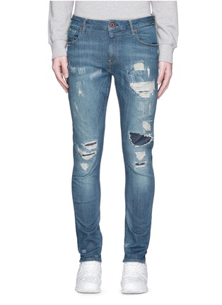 Detail View - Click To Enlarge - SCOTCH & SODA - 'Skim' distressed skinny jeans